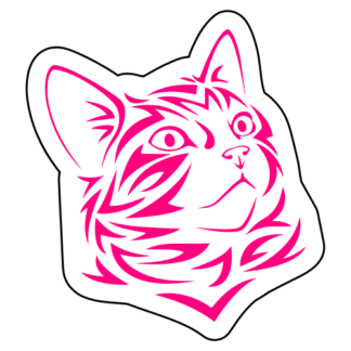 Tribal Cat Sticker (Hot Pink)